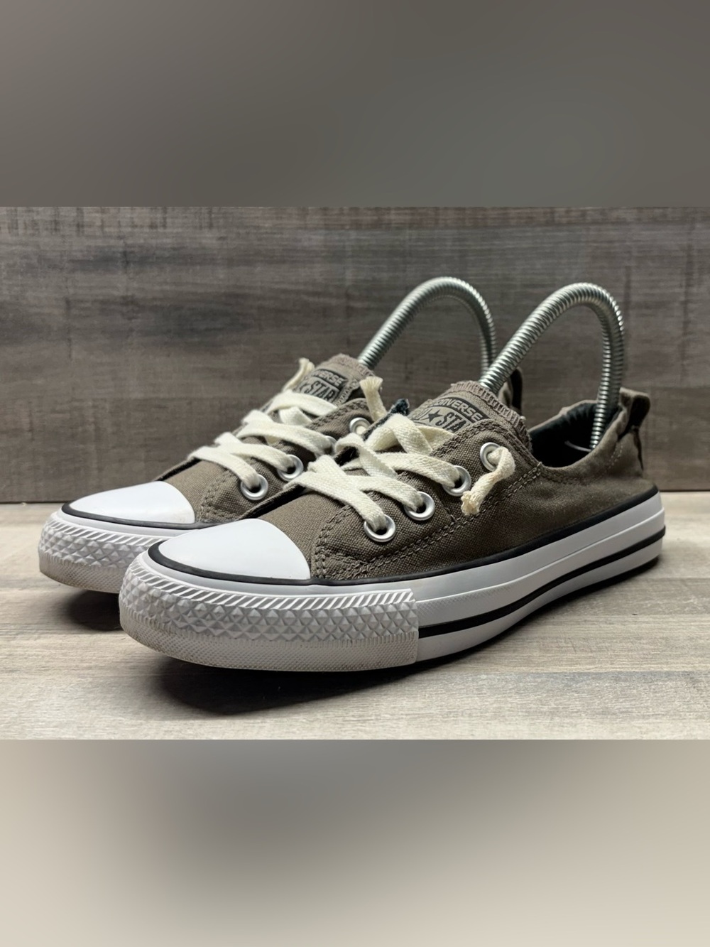 Converse All Star Shoreline Women’s 6 Gray Canvas Slip On Sneakers 543202F